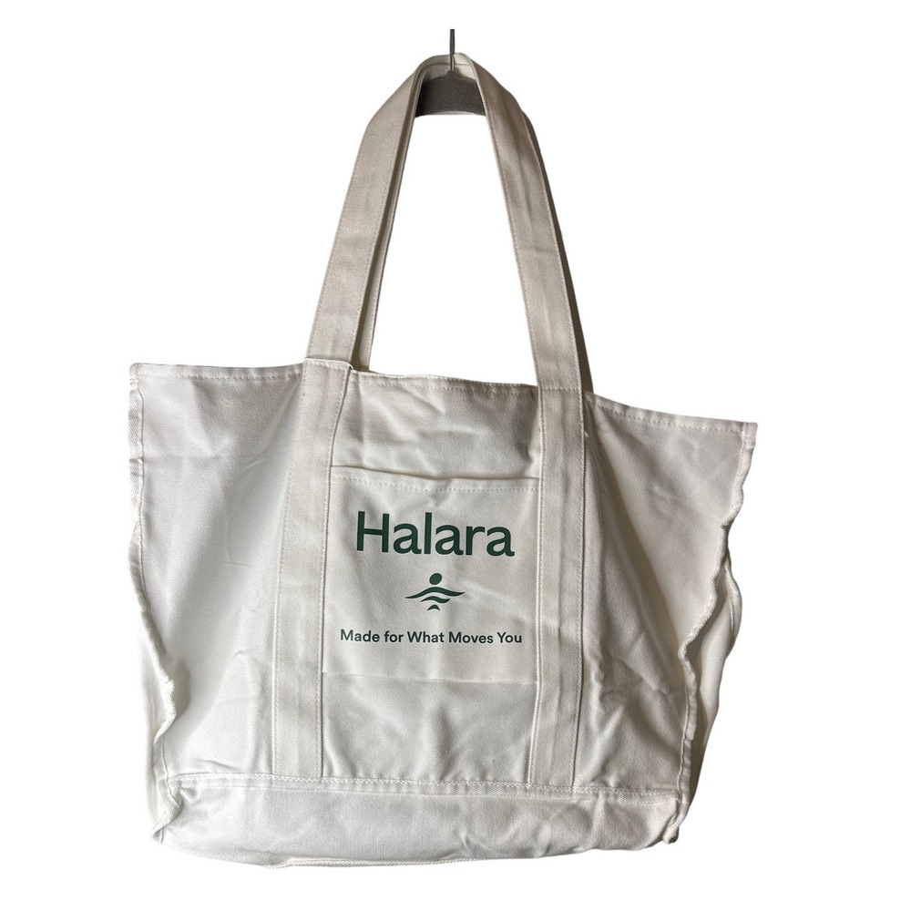 Halara White Canvas Tote Bag Made for What Moves You Large Gym Beach Shopper